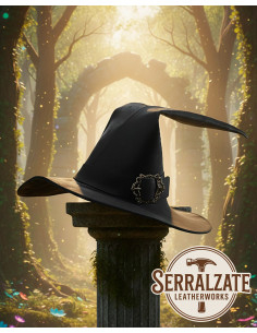 Cappello in pelle del Mago del Regno, colore nero 2