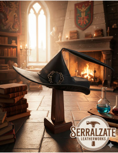 Cappello in pelle del Mago del Regno, colore nero