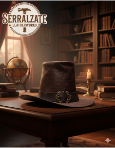 Cappello del mago oscuro in pelle Deluxe, colore marrone