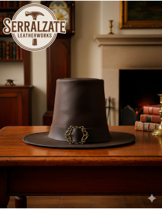 Cappello del mago oscuro in pelle liscia, colore marrone