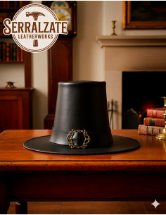 Cappello del mago oscuro in pelle liscia, colore nero 2