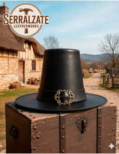 Cappello del mago oscuro in pelle liscia, colore nero