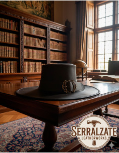 Cappello medievale in pelle modello Hidalgo, colore marrone 2
