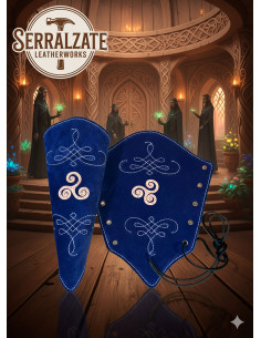 Bracciali da arciere in pelle scamosciata blu, modello Nyara