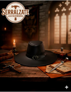Cappello non ufficiale di Van Helsing in pelle, colore nero