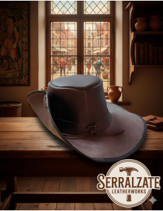 Cappello medievale in cuoio modello Fiandre, colore marrone 2