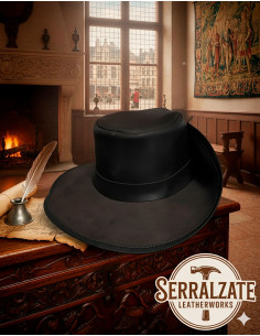 Cappello medievale in cuoio modello Fiandre, colore nero