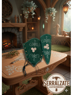 Bracciali da arciere in pelle scamosciata verde, modello...