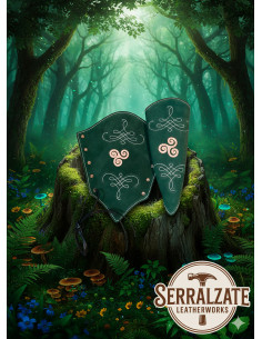 Bracciali da arciere in pelle scamosciata verde, modello... 2