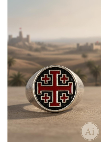 Anello con croci templari nere