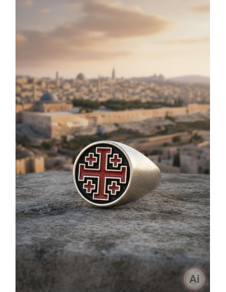 Anello con croci templari nere