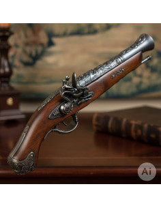 Pistola francese a pietra focaia azzurrata, XVII secolo