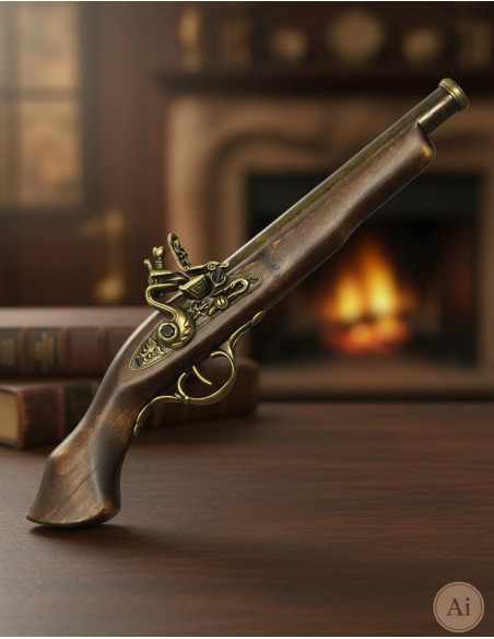 Antica pistola lunga a pietra focaia