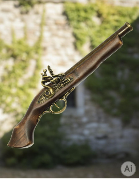 Antica pistola lunga a pietra focaia