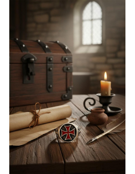 Anello Croce Templare smaltata