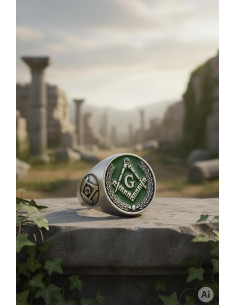 Anello massonico smaltato verde