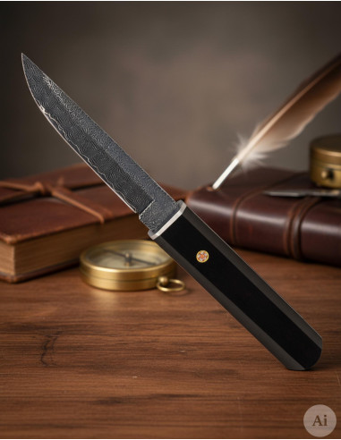 Coltello avventura Albainox lama damasco invecchiato (22 cm).