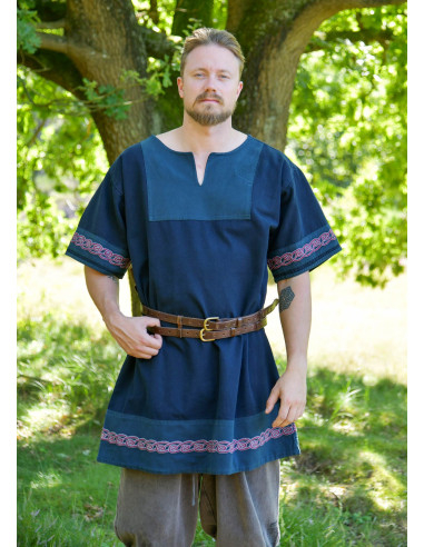 Tunika medievale in cotone modello Egil, colore blu