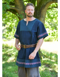 Tunika medievale in cotone modello Egil, colore blu 2