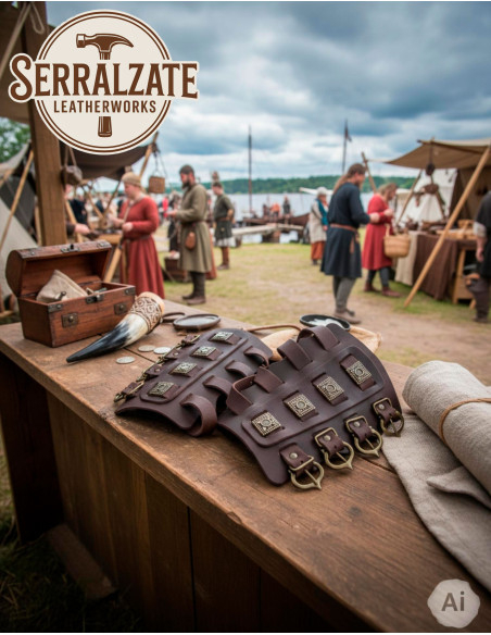 Bracciali vichinghi Aslaug in marrone...