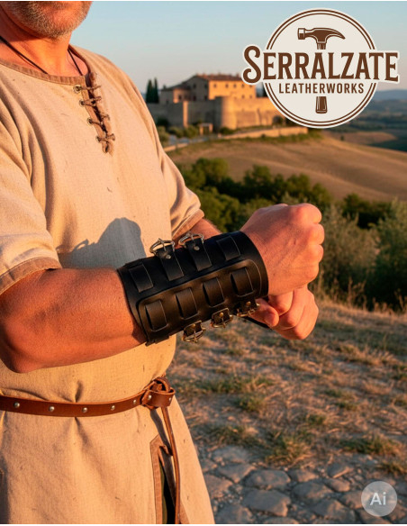 Bracciali vichinghi Gunnar in pelle nera