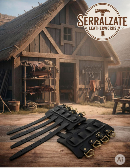 Bracciali vichinghi Gunnar in pelle nera