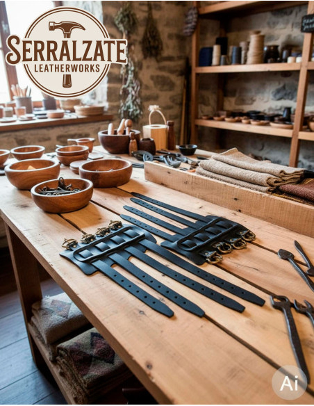 Bracciali vichinghi Gunnar in pelle nera