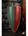 Scudo medievale bicolore per LARP modello Heater, verde-rosso