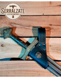 Tahalí medievale in pelle per appender la spada, nero