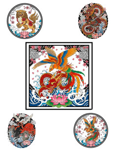 Tatuaggio temporaneo con tema giapponese Irezumi...
