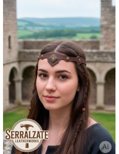 Tiara medievale rombo con foglie, marrone