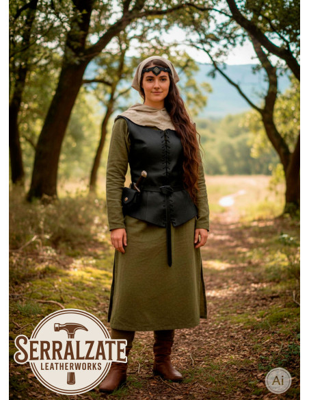 Tiara medievale rombo con foglie, nera