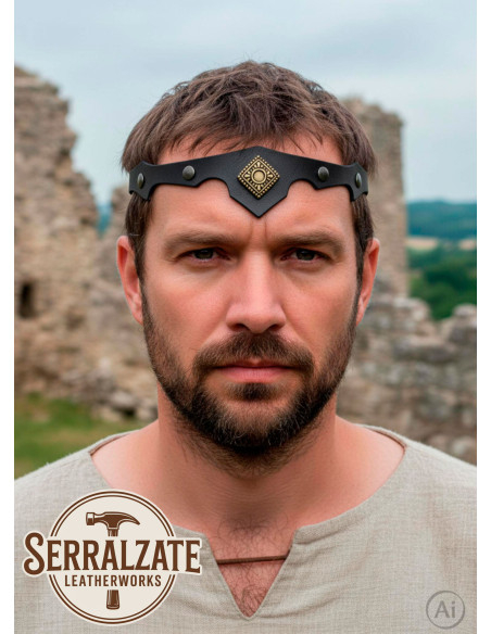 Tiara medievale rombo con foglie, nera