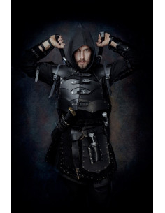 Giacca in camoscio con placche in pelle nera modello Rasmus 2