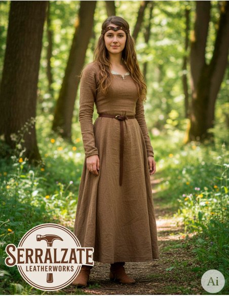 Tiara medievale ruota in pelle, marrone