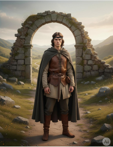 Tiara medievale ruota in pelle, nera