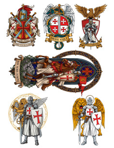 Tatuaggio temporaneo a tema dei Templari, a colori
