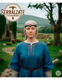 Tiara Vichinga-Celta con nodi celtici in pelle nera