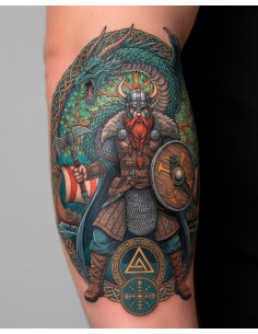 Tatuaggio temporaneo a tema dei Vichinghi, a colori 2