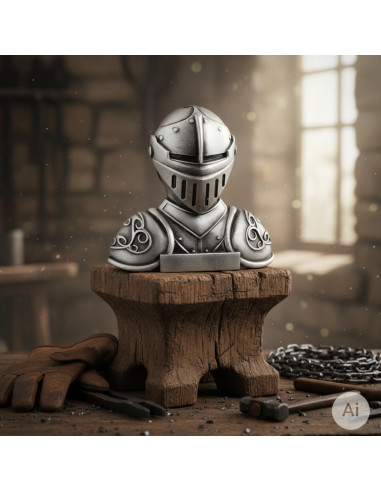 Supporto da tavolo con casco medievale, per apribottiglie