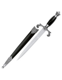 pugnale medioevale con fodero, 38 cm.