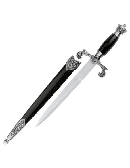pugnale medioevale con fodero, 38 cm.