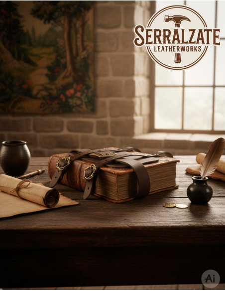 Porta Libri Medievale in Pelle Marrone