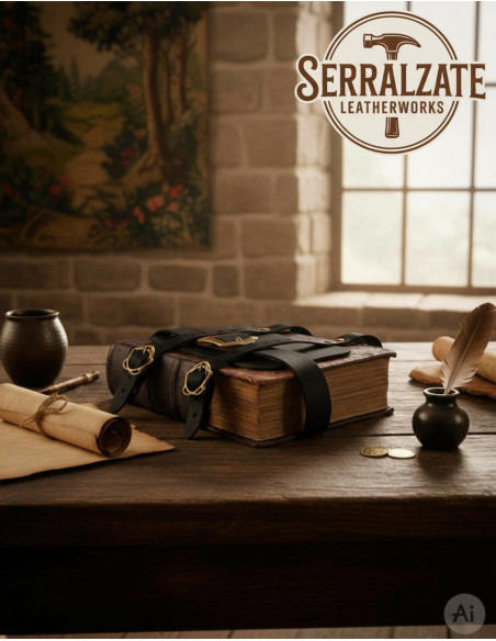 Porta Libri medievale in pelle nera