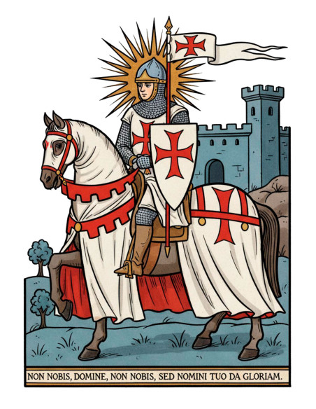 Maglietta bianca da uomo a tema Templare