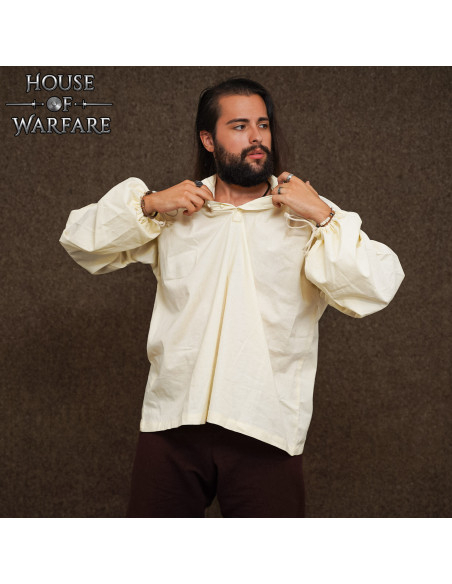 Camicia medievale in cotone a manica...