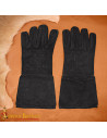 Guanti medievali in pelle scamosciata di colore nero