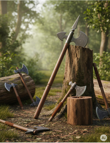 Ascia medievale invecchiata, 61 cm.