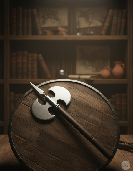 Ascia rustica a doppia lama liscia,...