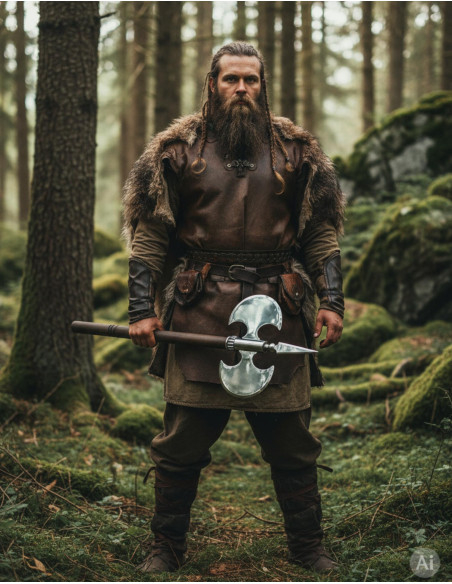 Ascia rustica a doppia lama liscia,...